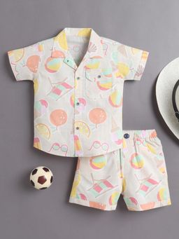 Bumzee - Boys Beige Graphic Printed Co-Ord Set