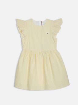 Tommy Hilfiger - Girls Yellow Cotton Round Neck A-Line Dress
