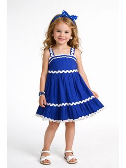 The Magic Wand - Girls Royal Blue Strappy Ric Rac Gathered Dress