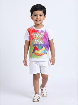 The Magic Wand - Girls Multi-Color Holi Hai Pritned T-shirt