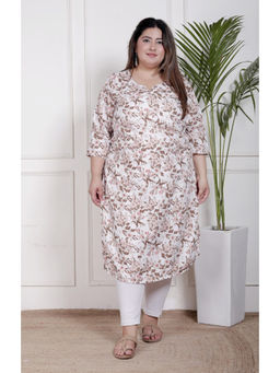 Swasti - Women White Polyester Crepe Floral Straight Kurta
