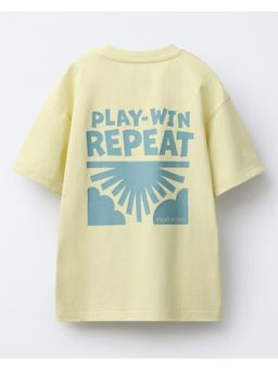 Alan Jones - Boy's Lime Yellow Oversized Cotton Printed T-Shirt