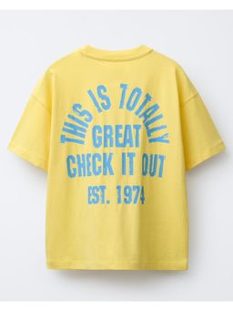 Alan Jones - Boy's Yellow Oversized Cotton Printed T-Shirt