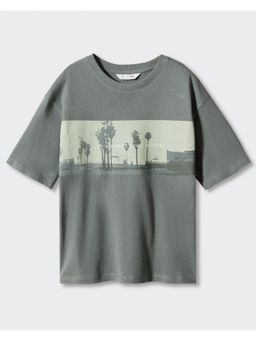Alan Jones - Boy's Grey Oversized Cotton Printed T-Shirt