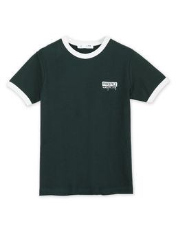 Alan Jones - Boy's Green Contrast Trim Cotton T-Shirt