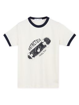 Alan Jones - Boy's Contrast Trim Cotton Graphic Print T-Shirt