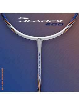 Li-Ning - BladeX 200R Carbon Fibre Badminton Strung Racket (White-Blue) with Free Full Cover