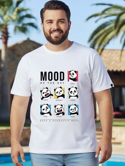 Bewakoof - Men's White MOTD Panda Graphic Printed Plus Size T-shirt
