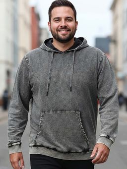 Bewakoof - Men's Grey Acid Wash Plus Size Hoodies