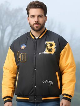 Bewakoof - Men's Black Graphic Printed Oversized Plus Size Jacket