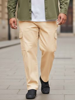 Bewakoof - Men's Beige Plus Size Cargo Carpenter Pants