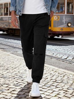 Bewakoof - Men's Jet Black Oversized Cargo Jogger Pants