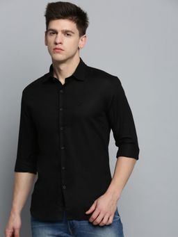 SHOWOFFFF - Mens Spread Collar Black Solid Shirt