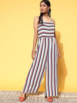 Libas - Multi Georgette Printed and Lining Jumpsuit with Both Site Pocket