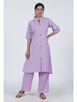 Tjori - Lavender Cotton Kurta with Pant (Set of 2)