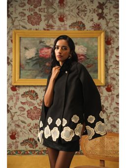 BOHO-CHIC By Sukriti Jain - Black Exclusive Honeycomb Embroidered Cape