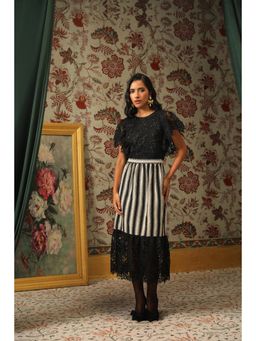 BOHO-CHIC By Sukriti Jain - Black Mix And Match Crochet Midi Dress