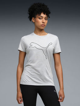 Puma - Grey Train All Day Heather Logo Women Training T-Shirt