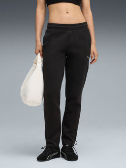 Puma - Women Black Evo Solid Moisture-Wicking Sweatpants