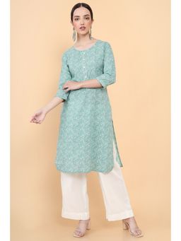 Soch - Women Blue Cotton Polka Dots Kurta