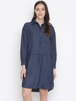 Oxolloxo - Evergreen Cotton Denim Women Button-Down Women Dress