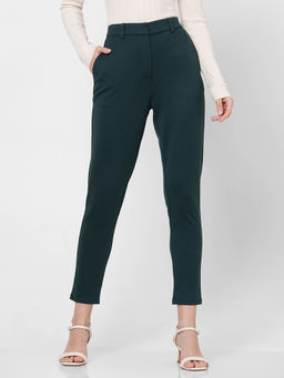 VERO MODA - Dark Green Mid Rise Tailored Trousers