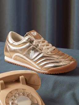 U.S. POLO ASSN. - Women Gold Ellery Lace Ups Sneakers