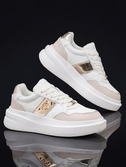 U.S. POLO ASSN. - Women Winslet Beige Lace Ups Sneakers