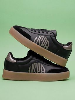 U.S. POLO ASSN. - Women Black Pink Sorrel Lace-Ups Sneakers