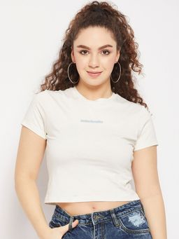 CAMLA - White Solid Round Neck T-Shirt White