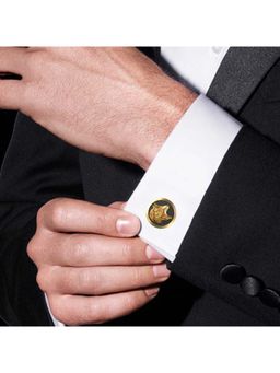 AJAH - Wolf Wild Cufflink Set with 18kt Gold & Black Ruthenium Plating - Black