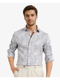 Rare Rabbit - Men Blue Floral Casual Shirt