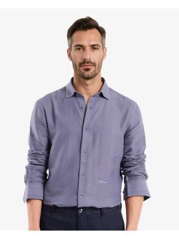 Rare Rabbit - Men Blue Textured Casual Shirt