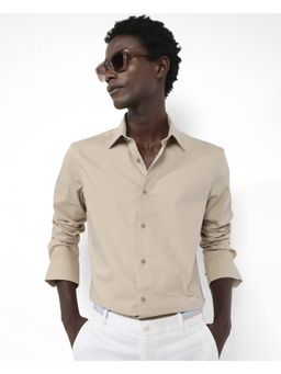 Rare Rabbit - Men Beige Solid Casual Shirt