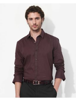 Rare Rabbit - Men Maroon Solid Casual Shirt