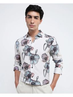 Rare Rabbit - Men White Floral Casual Shirt
