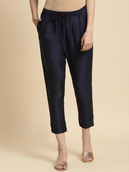 Rangita - Women Navy Blue Solid Pencil Pant