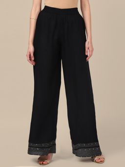 Rangita - Women Rayon Black Solid Regular Palazzo