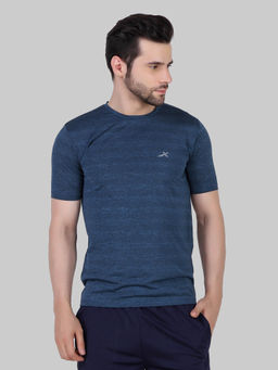 Vector X - Navy Polyester Regular Fit Sports T-shirt For Men