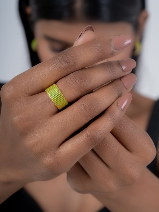 Osvag India Green Enamel Ring / Ear Cuff