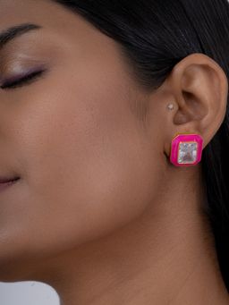 Osvag India - Hot Pink Swarovski Ear Studs