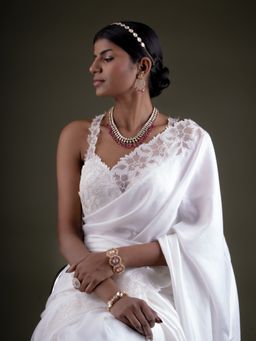 Osvag India - Silver Gulmukh Polki Necklace With Earrings