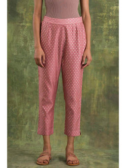 Folksong - Pink Jacquard Slim Pants