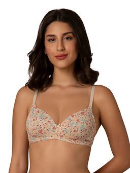Amante - Women Knit Cotton Floral Beige Padded Bra