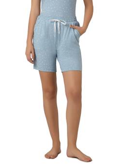 Amante - Women Knit Cotton Printed Blue Shorts