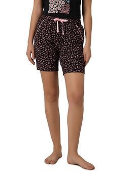 Amante - Women Knit Cotton Printed Black Shorts