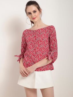 RARE - Women Red Printed Top