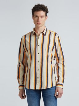 Pepe Jeans - Beige Stripes Full Sleeves Shirt