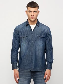 Pepe Jeans - Blue Full Sleeves Denim Shirt