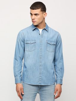 Pepe Jeans - Blue Full Sleeves Denim Shirt